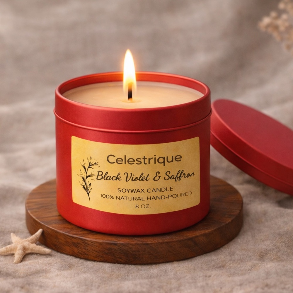 8 Oz. Tin Scented Soy Wax 100% Natural Hand-poured Candle